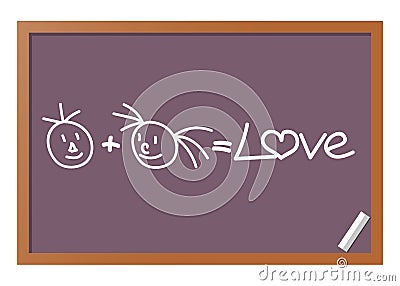 Boy plus girl equals love. A simple formula of love Vector Illustration